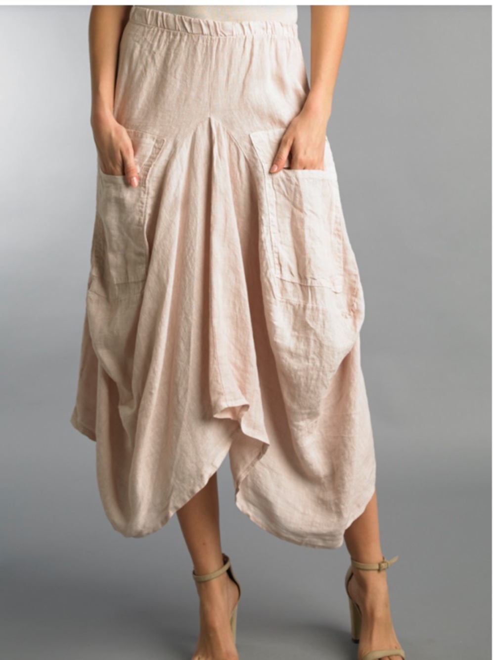 NWT Tempo Paris Asymmetrical Light Blush Linen Skirt Size S